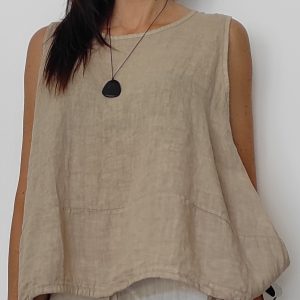 blusa oversize lino camel